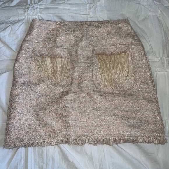 Pink tweed mini feather skirt - Picture 1 of 3